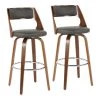 Cecina 40.25 in. Bar Stool in Grey Faux Leather and Walnut Wood (Set of 2) by Lumisource 2 Cecina 40.25 in. Bar Stool in Grey Faux Leather and Walnut Wood (Set of 2) by Lumisource -Cheap Lumisource Store grey faux leather walnut wood lumisource bar stools b30 cecina2 swvr wllgy2 64 1000