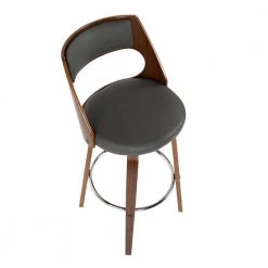 Cecina 40.25 in. Bar Stool in Grey Faux Leather and Walnut Wood (Set of 2) by Lumisource 10 Cecina 40.25 in. Bar Stool in Grey Faux Leather and Walnut Wood (Set of 2) by Lumisource -Cheap Lumisource Store grey faux leather walnut wood lumisource bar stools b30 cecina2 swvr wllgy2 a0 1000