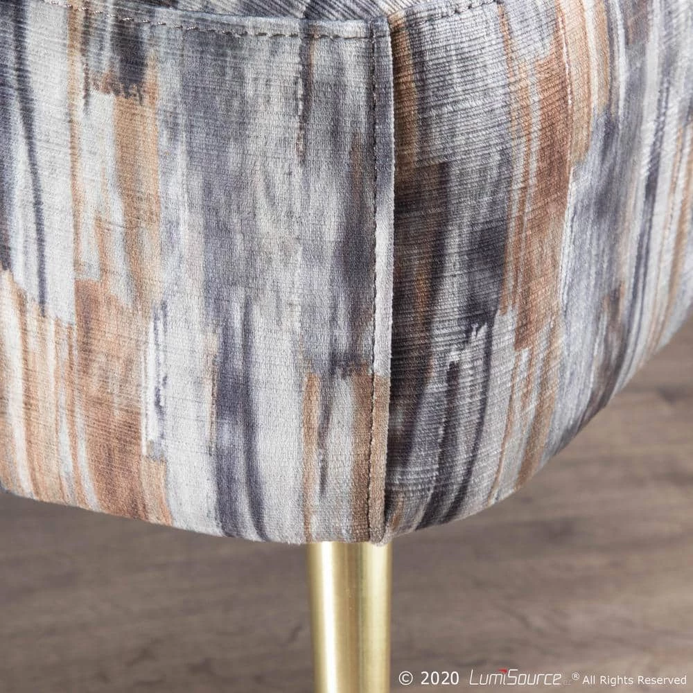 Fran Grey Fabric and Gold Metal Slipper Chair by Lumisource 10 Fran Grey Fabric and Gold Metal Slipper Chair by Lumisource - Image 8