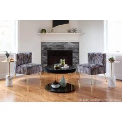 Fran Grey Fabric and Gold Metal Slipper Chair by Lumisource 23 Fran Grey Fabric and Gold Metal Slipper Chair by Lumisource -Cheap Lumisource Store grey lumisource accent chairs chr franslp au gy 31 1000