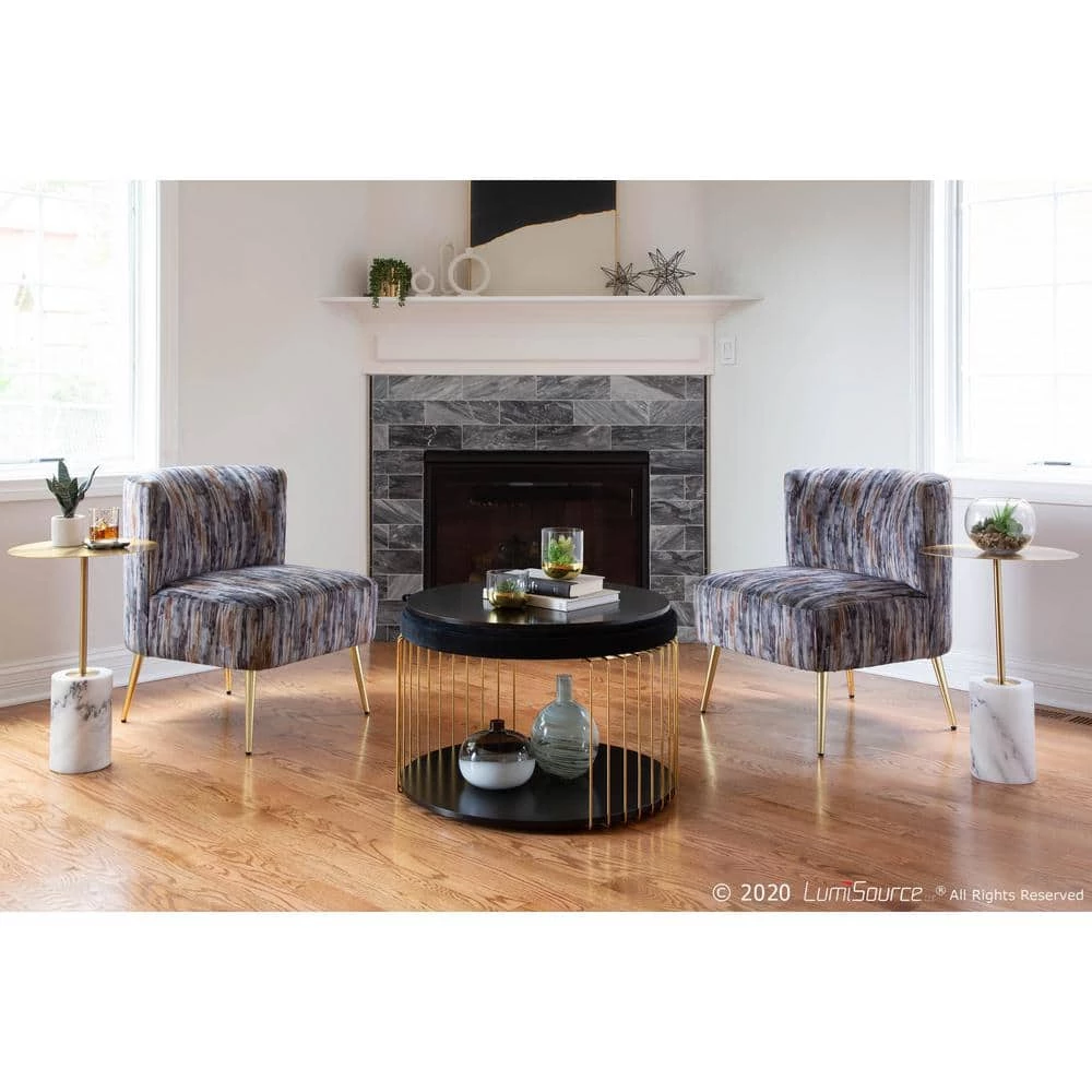 Fran Grey Fabric and Gold Metal Slipper Chair by Lumisource 13 Fran Grey Fabric and Gold Metal Slipper Chair by Lumisource - Image 11