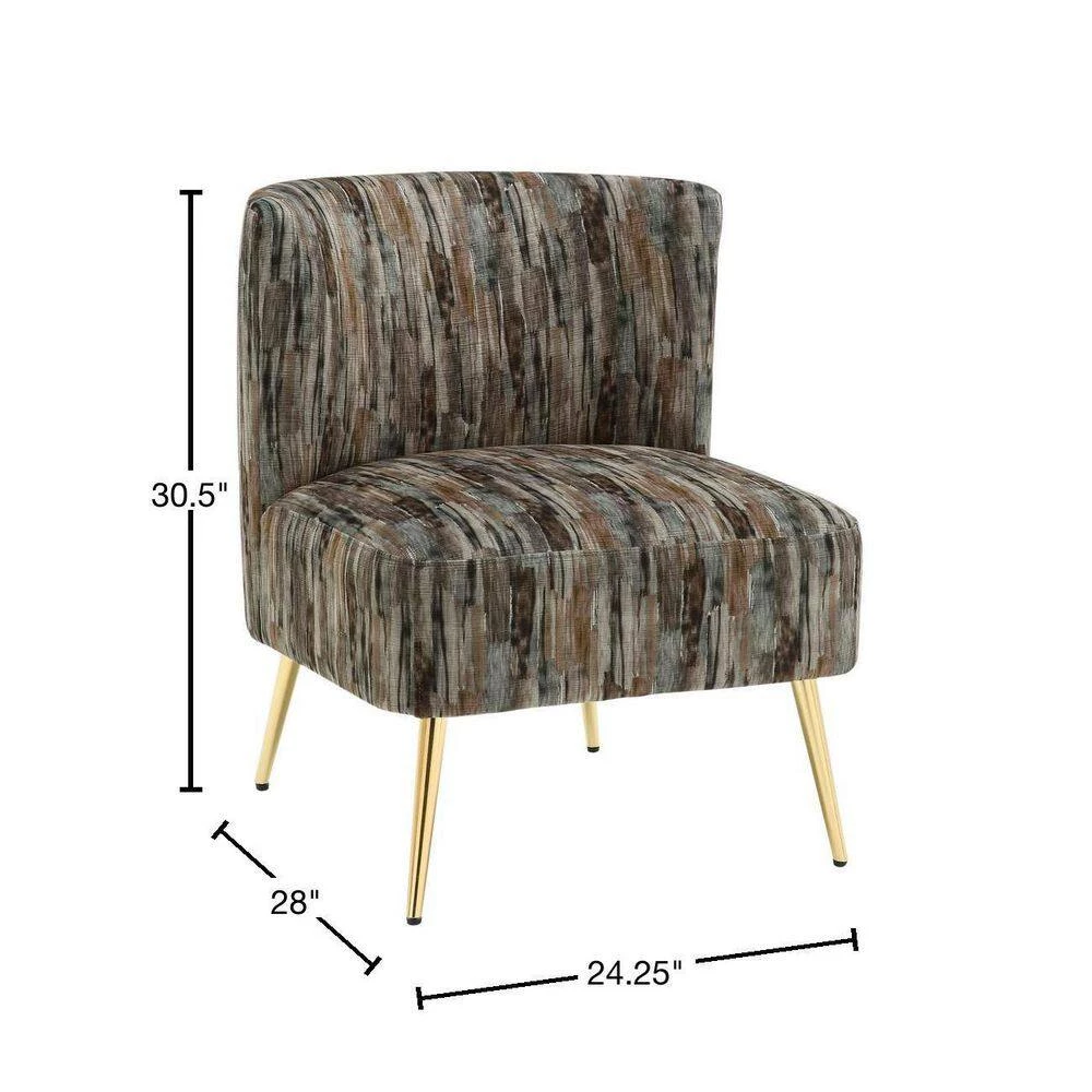 Fran Grey Fabric and Gold Metal Slipper Chair by Lumisource 5 Fran Grey Fabric and Gold Metal Slipper Chair by Lumisource - Image 3