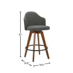 Ahoy 26 in. Counter Stool in Grey Fabric and Walnut Wood by Lumisource -Cheap Lumisource Store grey lumisource bar stools b26 ahoyup wlgy 40 1000