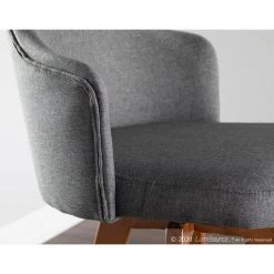 Ahoy 26 in. Counter Stool in Grey Fabric and Walnut Wood by Lumisource -Cheap Lumisource Store grey lumisource bar stools b26 ahoyup wlgy 4f 1000