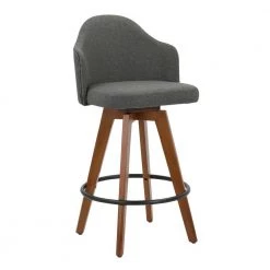 Cheap Lumisource Store 35 Ahoy 26 in. Counter Stool in Grey Fabric and Walnut Wood by Lumisource
