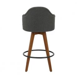 Ahoy 26 in. Counter Stool in Grey Fabric and Walnut Wood by Lumisource -Cheap Lumisource Store grey lumisource bar stools b26 ahoyup wlgy 66 1000