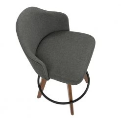 Ahoy 26 in. Counter Stool in Grey Fabric and Walnut Wood by Lumisource -Cheap Lumisource Store grey lumisource bar stools b26 ahoyup wlgy a0 1000