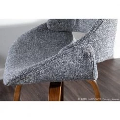 Fabrico 26 in. Walnut and Grey Fabric Counter Stool with Square Black Footrest (Set of 2) by Lumisource -Cheap Lumisource Store grey lumisource bar stools b26 fbco2x wlgy2 4f 1000