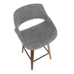 Fabrico 26 in. Walnut and Grey Fabric Counter Stool with Square Black Footrest (Set of 2) by Lumisource -Cheap Lumisource Store grey lumisource bar stools b26 fbco2x wlgy2 a0 1000
