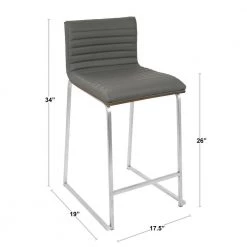 Mara 26 in. Walnut and Grey Counter Stool (Set of 2) by Lumisource -Cheap Lumisource Store grey lumisource bar stools b26 mara wl gy2 4f 1000