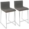 Mara 26 in. Walnut and Grey Counter Stool (Set of 2) by Lumisource -Cheap Lumisource Store grey lumisource bar stools b26 mara wl gy2 64 1000
