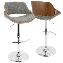 Fabrizzi Walnut and Grey Adjustable Bar Stool by Lumisource
