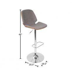 Serena Walnut and Grey Adjustable Bar Stool by Lumisource -Cheap Lumisource Store grey lumisource bar stools bs ser wl gy 40 1000
