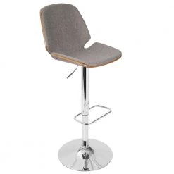 Serena Walnut and Grey Adjustable Bar Stool by Lumisource