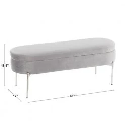 Chloe 18 in. Grey Velvet and Chrome Storage Bench by Lumisource -Cheap Lumisource Store grey lumisource bedroom benches bc chloe stor vgy 44 1000