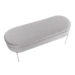 Chloe 18 in. Grey Velvet and Chrome Storage Bench by Lumisource -Cheap Lumisource Store grey lumisource bedroom benches bc chloe stor vgy a0 1000