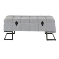 Midas Grey Tufted Storage Bench by Lumisource -Cheap Lumisource Store grey lumisource bedroom benches ot midastor bkgy 31 1000