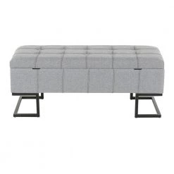 Midas Grey Tufted Storage Bench by Lumisource -Cheap Lumisource Store grey lumisource bedroom benches ot midastor bkgy 66 1000
