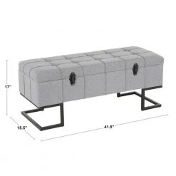 Midas Grey Tufted Storage Bench by Lumisource -Cheap Lumisource Store grey lumisource bedroom benches ot midastor bkgy c3 1000