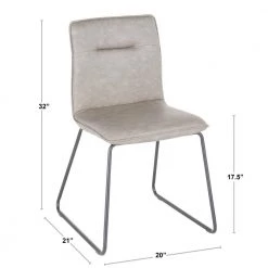 Casper Grey Faux Leather Industrial Dining Chair (Set of 2) by Lumisource -Cheap Lumisource Store grey lumisource dining chairs ch casper bkgy2 4f 1000