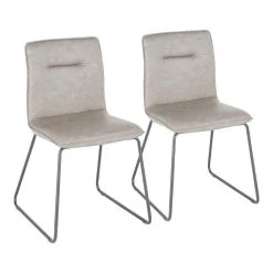 Casper Grey Faux Leather Industrial Dining Chair (Set of 2) by Lumisource