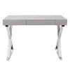 44 in. Rectangular Grey 1 Drawer Writing Desk with Built-In Storage by Lumisource -Cheap Lumisource Store grey lumisource writing desks ofd tm lstr gy 64 1000