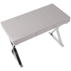 44 in. Rectangular Grey 1 Drawer Writing Desk with Built-In Storage by Lumisource -Cheap Lumisource Store grey lumisource writing desks ofd tm lstr gy a0 1000