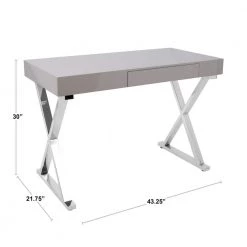 44 in. Rectangular Grey 1 Drawer Writing Desk with Built-In Storage by Lumisource -Cheap Lumisource Store grey lumisource writing desks ofd tm lstr gy c3 1000