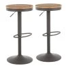 Dakota Industrial Adjustable Bar Stool in Grey Metal and Natural Wood (Set of 2) by Lumisource -Cheap Lumisource Store grey natural wood lumisource bar stools bs dak gy2 64 1000