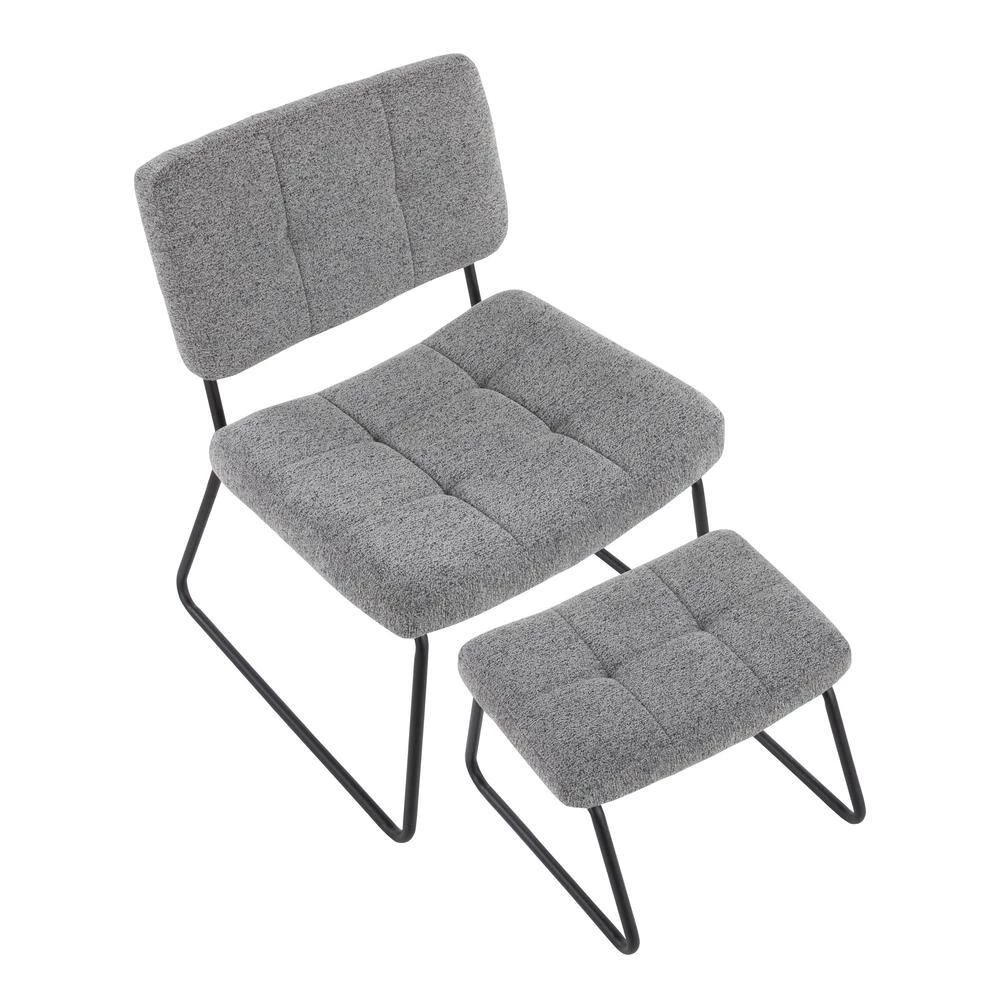 Stout Grey Noise Fabric and Black Steel Lounge Chair and Ottoman Set by Lumisource 5 Stout Grey Noise Fabric and Black Steel Lounge Chair and Ottoman Set by Lumisource - Image 3