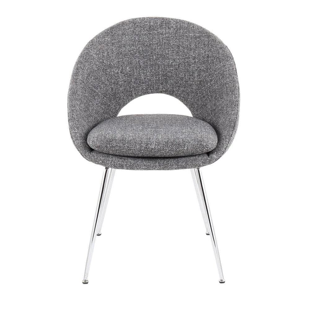 Metro Grey Noise Fabric and Chrome Metal Dining Chair (Set of 2) by Lumisource 7 Metro Grey Noise Fabric and Chrome Metal Dining Chair (Set of 2) by Lumisource - Image 5