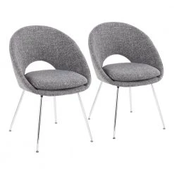 Metro Grey Noise Fabric and Chrome Metal Dining Chair (Set of 2) by Lumisource