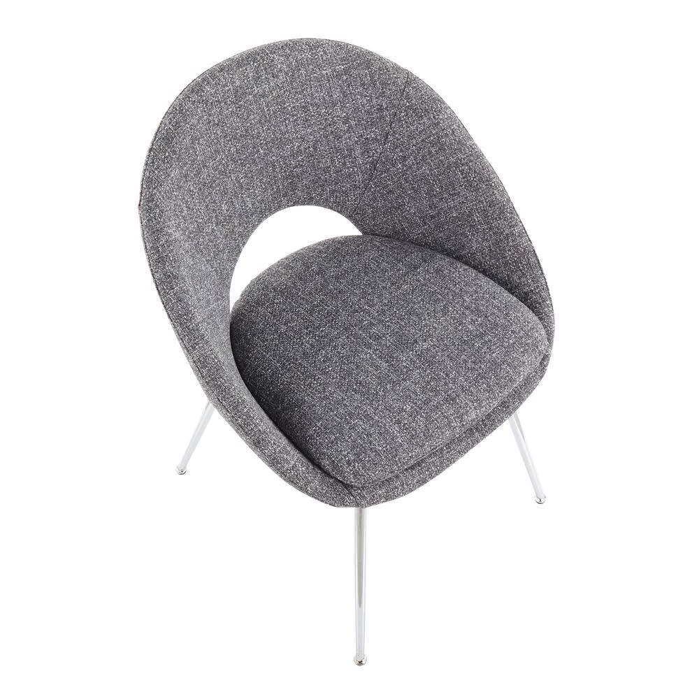 Metro Grey Noise Fabric and Chrome Metal Dining Chair (Set of 2) by Lumisource 5 Metro Grey Noise Fabric and Chrome Metal Dining Chair (Set of 2) by Lumisource - Image 3