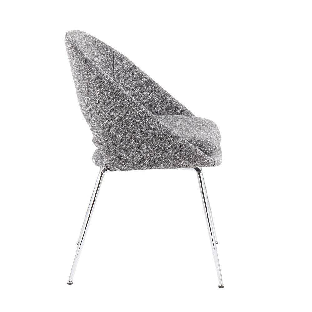 Metro Grey Noise Fabric and Chrome Metal Dining Chair (Set of 2) by Lumisource 4 Metro Grey Noise Fabric and Chrome Metal Dining Chair (Set of 2) by Lumisource - Image 2
