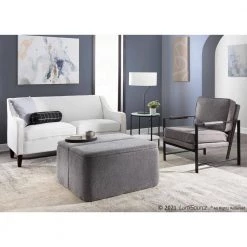 Stout Grey Noise Fabric Storage Ottoman by Lumisource -Cheap Lumisource Store grey noise fabric lumisource ottomans ot stout ngy 31 1000