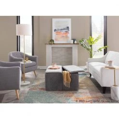 Stout Grey Noise Fabric Storage Ottoman by Lumisource -Cheap Lumisource Store grey noise fabric lumisource ottomans ot stout ngy 44 1000