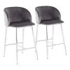 Fran 26.5 in. Grey Velvet and Chrome Metal Counter Height Bar Stool (Set of 2) by Lumisource -Cheap Lumisource Store grey velvet chrome metal lumisource bar stools b26 fran vgy2 64 1000