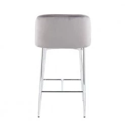 Fran 26.5 in. Grey Velvet and Chrome Metal Counter Height Bar Stool (Set of 2) by Lumisource -Cheap Lumisource Store grey velvet chrome metal lumisource bar stools b26 fran vgy2 66 1000