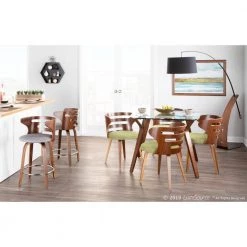 Cosini 24 in. Counter Stool in Walnut Wood and Grey Fabric (Set of 2) by Lumisource 15 Cosini 24 in. Counter Stool in Walnut Wood and Grey Fabric (Set of 2) by Lumisource -Cheap Lumisource Store grey walnut lumisource bar stools b24 cosnir wlgy2 31 1000