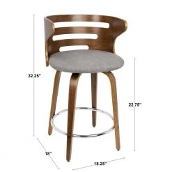 Cosini 24 in. Counter Stool in Walnut Wood and Grey Fabric (Set of 2) by Lumisource 14 Cosini 24 in. Counter Stool in Walnut Wood and Grey Fabric (Set of 2) by Lumisource -Cheap Lumisource Store grey walnut lumisource bar stools b24 cosnir wlgy2 4f 1000