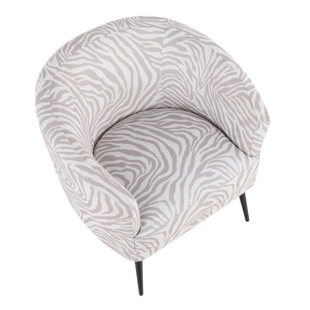 Tania Grey Zebra Print Fabric and Black Steel Arm Chair by Lumisource 5 Tania Grey Zebra Print Fabric and Black Steel Arm Chair by Lumisource - Image 3