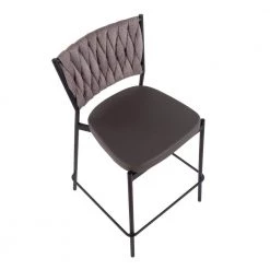 Braided Tania 36 in. Light Brown Fabric & Black Metal Counter Height Bar Stool (Set of 2) by Lumisource -Cheap Lumisource Store light brown fabric black metal lumisource bar stools b24 braidtania bkgylbn2 a0 1000