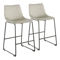 Duke 25 in. Industrial Counter Stool with Light Grey Cowboy Fabric and Black Stitching (Set of 2) by Lumisource 13 Duke 25 in. Industrial Counter Stool with Light Grey Cowboy Fabric and Black Stitching (Set of 2) by Lumisource -Cheap Lumisource Store light gray black lumisource bar stools b26 dukz bklgy2 1d 1000