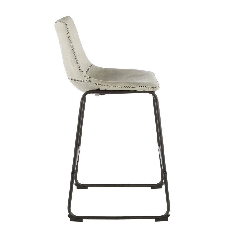 Duke 25 in. Industrial Counter Stool with Light Grey Cowboy Fabric and Black Stitching (Set of 2) by Lumisource 8 Duke 25 in. Industrial Counter Stool with Light Grey Cowboy Fabric and Black Stitching (Set of 2) by Lumisource - Image 6