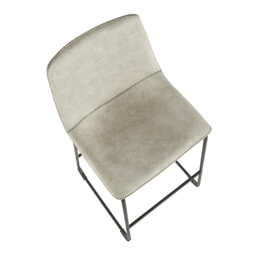 Duke 25 in. Industrial Counter Stool with Light Grey Cowboy Fabric and Black Stitching (Set of 2) by Lumisource 6 Duke 25 in. Industrial Counter Stool with Light Grey Cowboy Fabric and Black Stitching (Set of 2) by Lumisource - Image 4