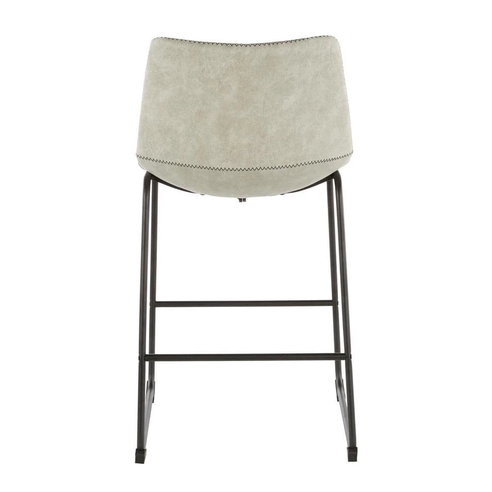 Duke 25 in. Industrial Counter Stool with Light Grey Cowboy Fabric and Black Stitching (Set of 2) by Lumisource 4 Duke 25 in. Industrial Counter Stool with Light Grey Cowboy Fabric and Black Stitching (Set of 2) by Lumisource - Image 2