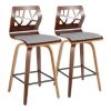 Folia 26 in. Walnut Wood and Light Grey Fabric Counter Stool (Set of 2) by Lumisource -Cheap Lumisource Store light gray walnut lumisource bar stools b26 foliax wlgy2 64 1000