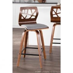 Folia 26 in. Walnut Wood and Light Grey Fabric Counter Stool (Set of 2) by Lumisource 15 Folia 26 in. Walnut Wood and Light Grey Fabric Counter Stool (Set of 2) by Lumisource -Cheap Lumisource Store light gray walnut lumisource bar stools b26 foliax wlgy2 c3 1000