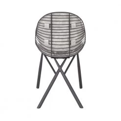 Wired Black Metal Chair with Light Grey Faux Leather Cushion (Set of 2) by Lumisource -Cheap Lumisource Store light grey black lumisource dining chairs ch wired bkgy2 44 1000