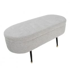 Harvey Light Grey Fabric and Black Metal Bench with Flip Top Lid (19.25 in. x 39 in. x 15.5 in.) by Lumisource -Cheap Lumisource Store light grey black metal lumisource bedroom benches otstor harvey bklgy a0 1000